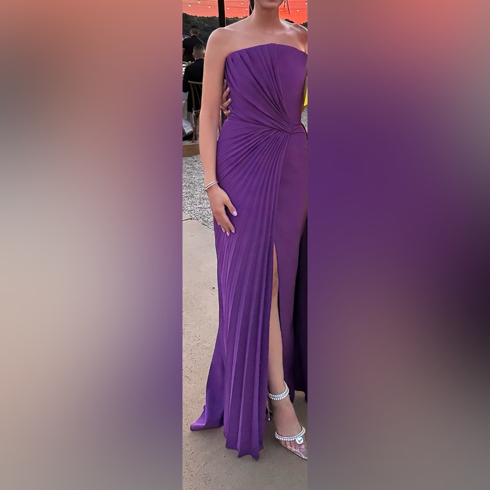 MNM Couture By Nour purple pleated gown size 4